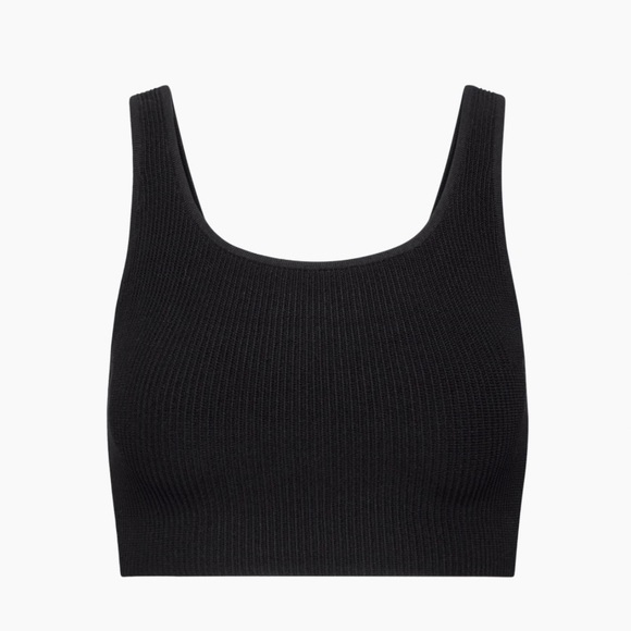Babaton Black Sculpt Knit Square Neck Cropped Tank Size Medium Aritzia - Picture 3 of 6